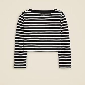 NWT JCrew Black and White Striped Boatneck Top